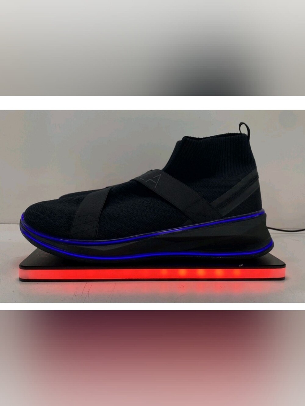 Men's Black Slip-On Knit Sneakers with Cross Strap